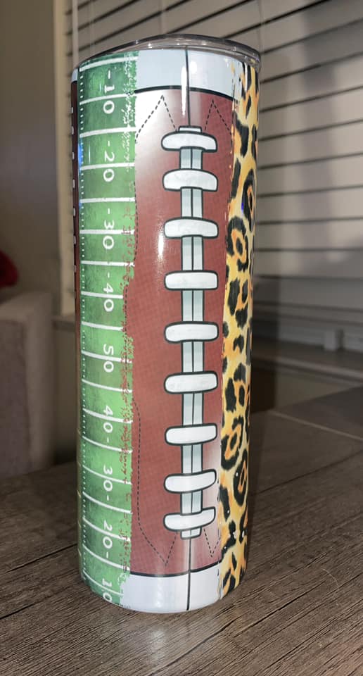 Football Cheetah/Cow Print Tumbler