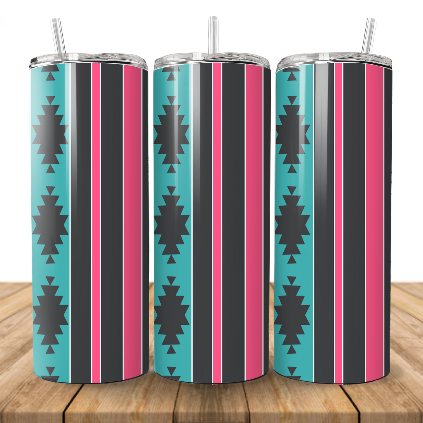 Vibrant Stripped Aztec Skinny Tumbler
