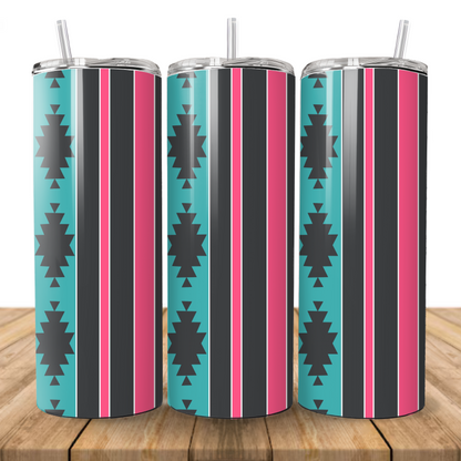 Vibrant Stripped Aztec Skinny Tumbler