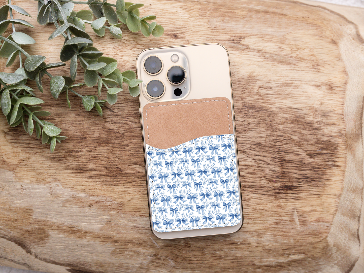 Blue Coquette Bows Phone Card Holder
