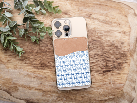 Blue Coquette Bows Phone Card Holder