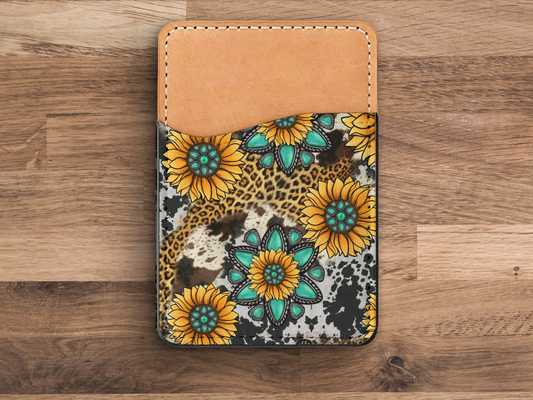 Turquoise & Sunflowers Phone Card Holder
