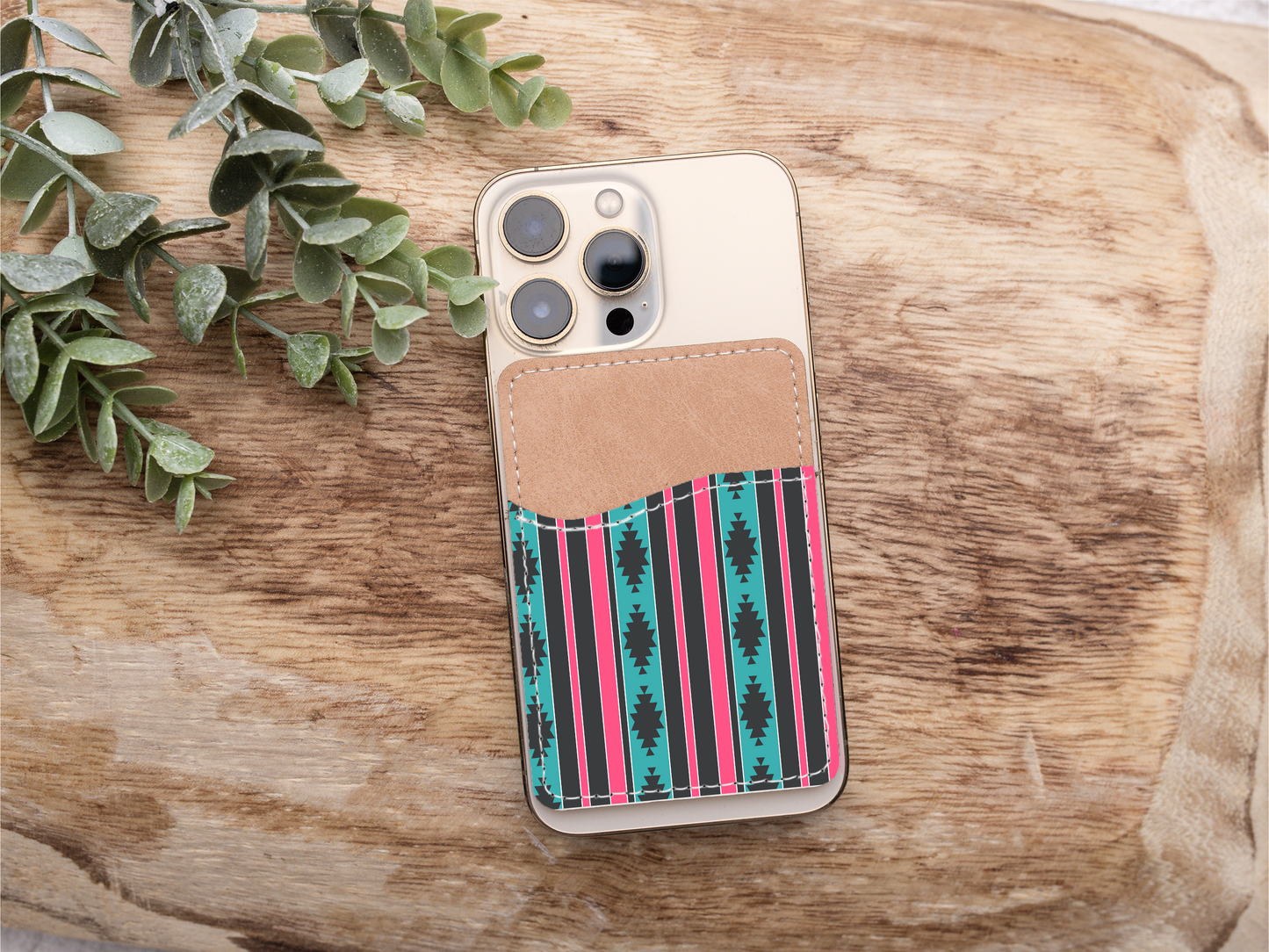 Vibrant Stripped Aztec Phone Card Holder