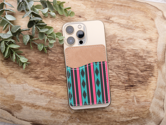 Vibrant Stripped Aztec Phone Card Holder