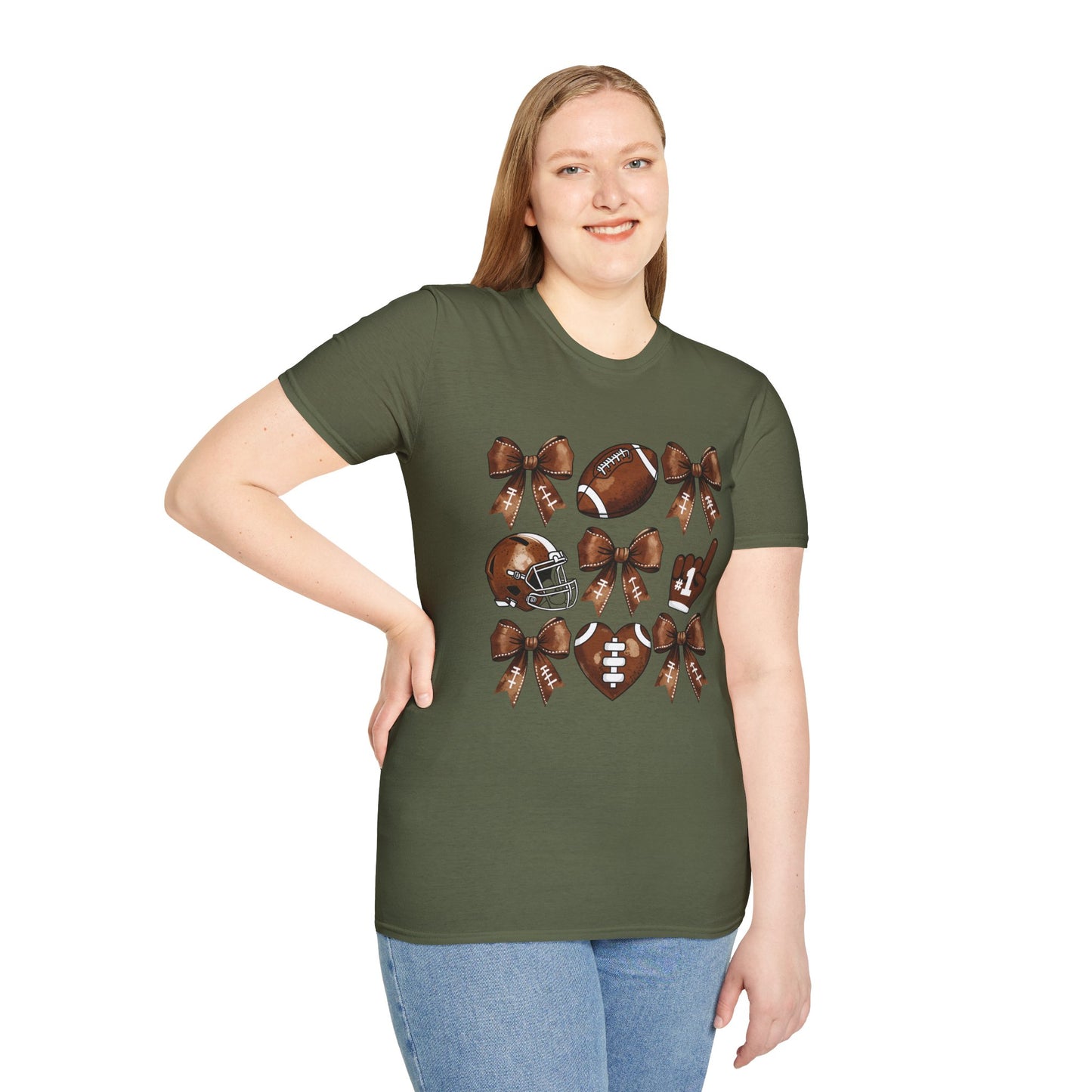 Football Bow Pattern T-Shirt