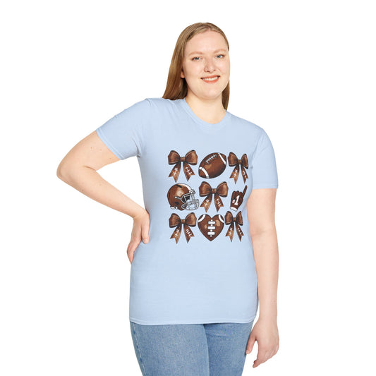 Football Bow Pattern T-Shirt