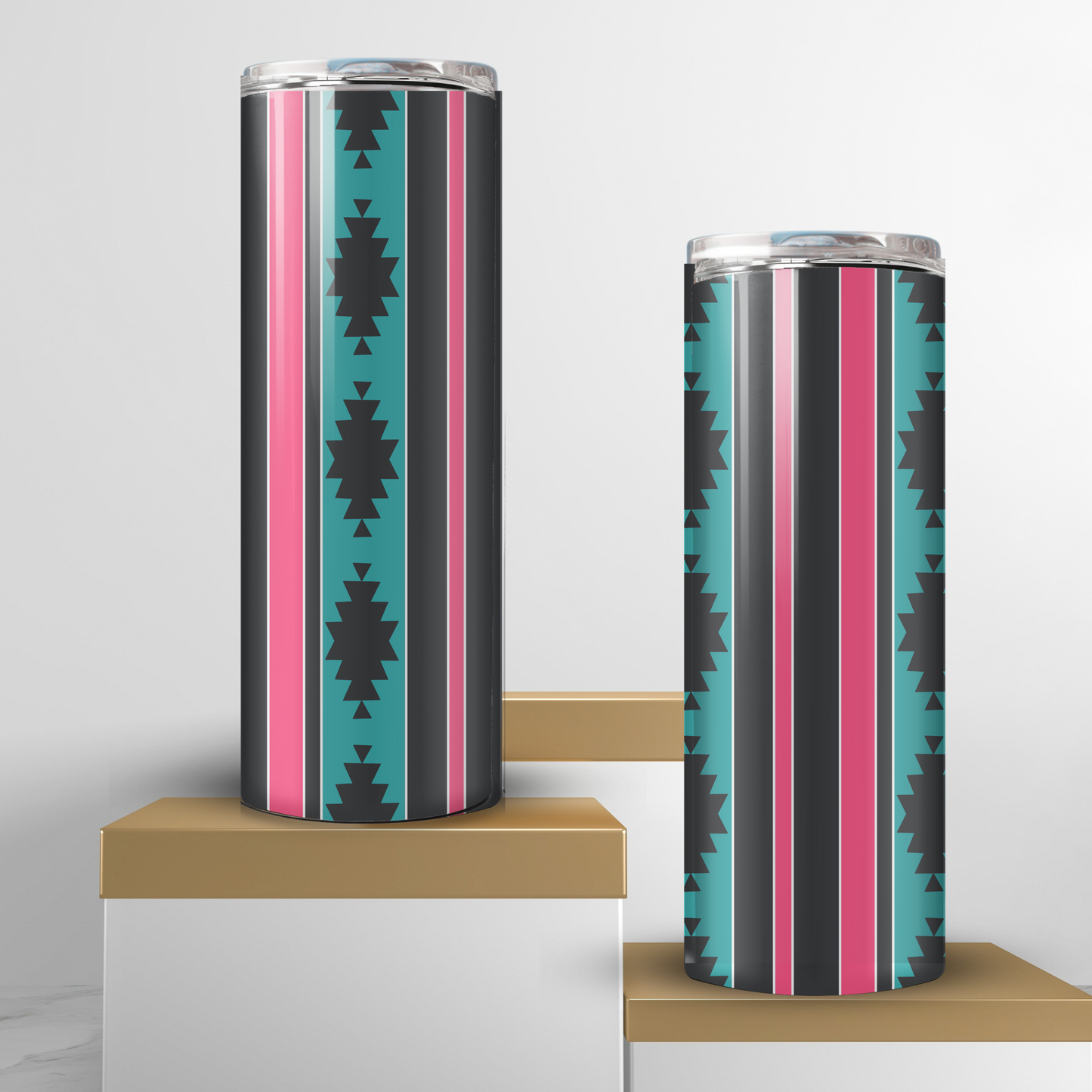 Vibrant Stripped Aztec Skinny Tumbler