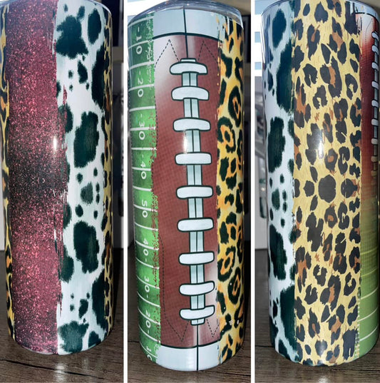Football Cheetah/Cow Print Tumbler