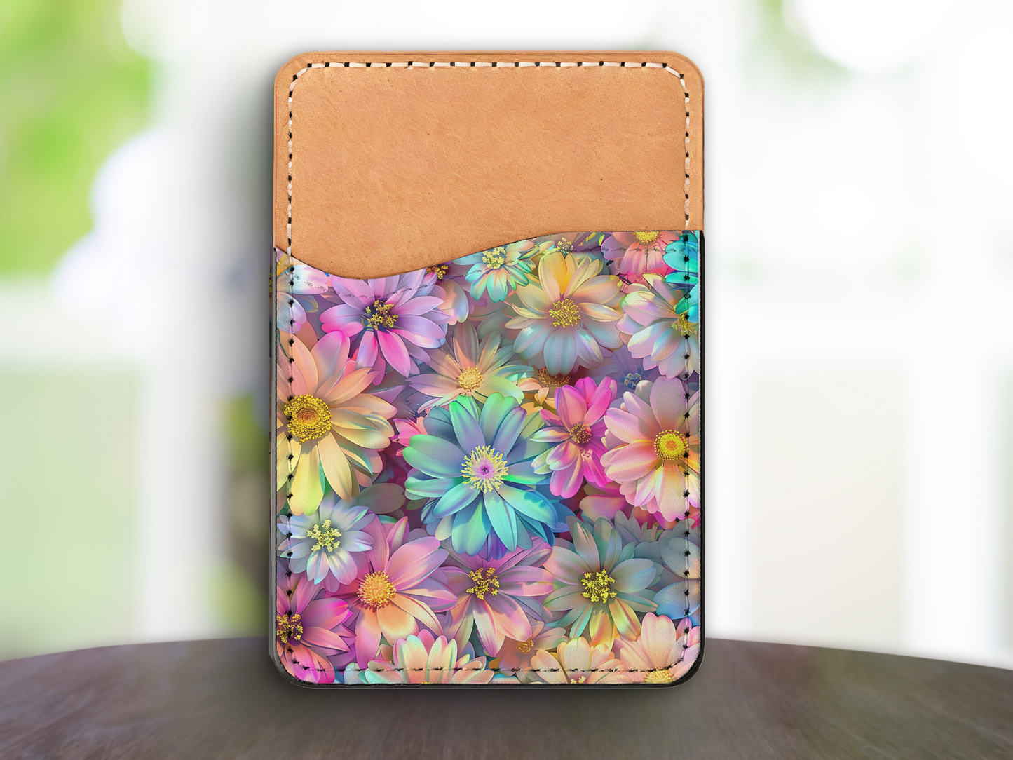 Vibrant Flowers Phone Card Holder